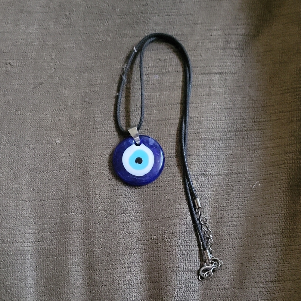 Evil Eye Pendant Necklace - Blue and Black